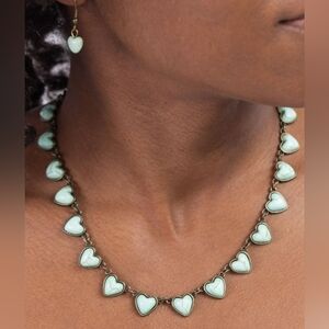 Brass Heart Necklace And Earrings Set Sentimental Stones